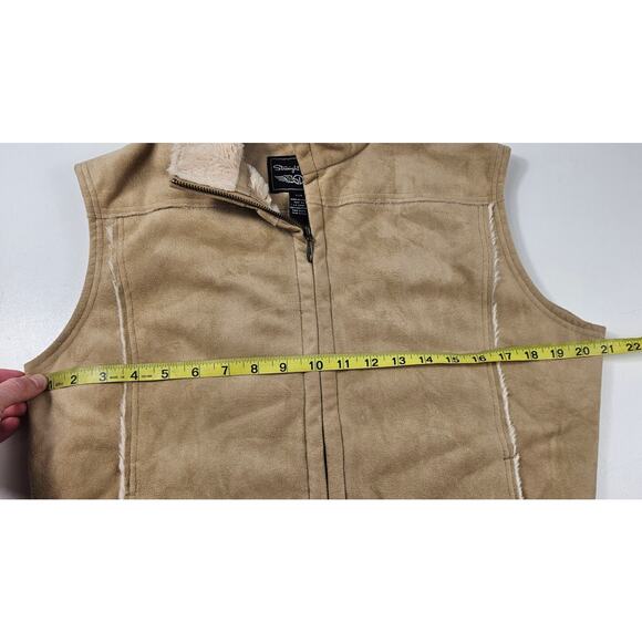 Straight down sz large L suede sherpa SOFT lined zip front vest Warm winter EUC - Picture 7 of 8